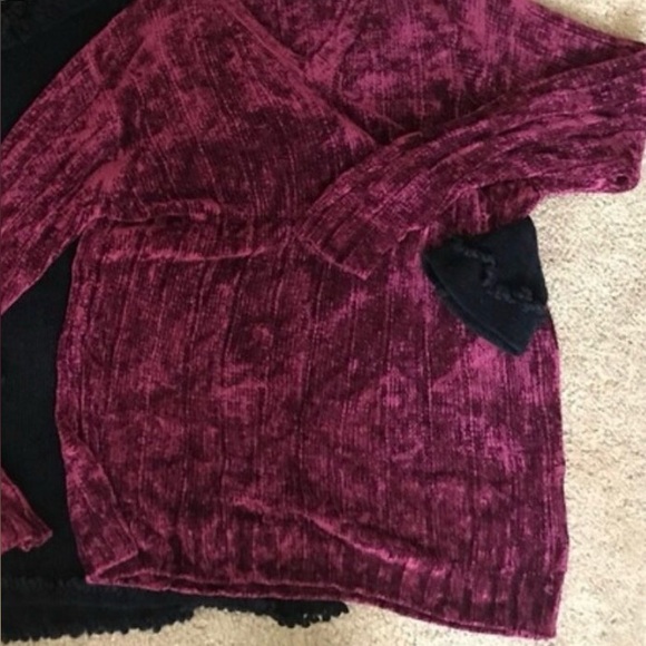 August Silk Vintage Chenille Knit Sweater Ribbed V Neck Soft Preppy Velvet Red M - Picture 4 of 11